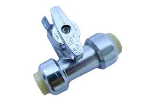 DPDS00325: Universal Quick Connection Water Valve with Shut-off for use with 1/2 inch PVC/Copper Pipe