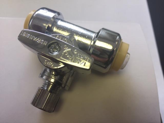 DS00325: Universal Quick Connection Water Valve with Shut-off for use with 1/2 inch PVC/Copper Pipe