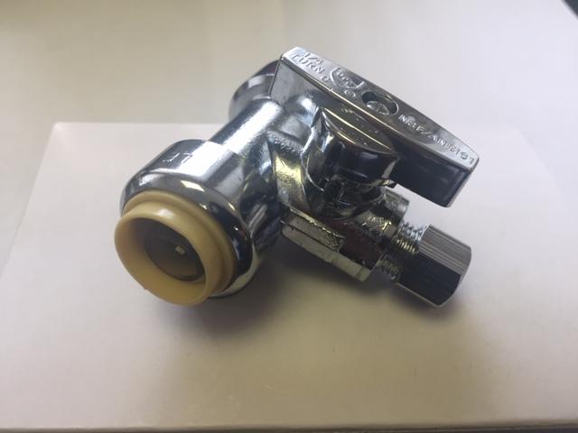 DS00325: Universal Quick Connection Water Valve with Shut-off for use with 1/2 inch PVC/Copper Pipe